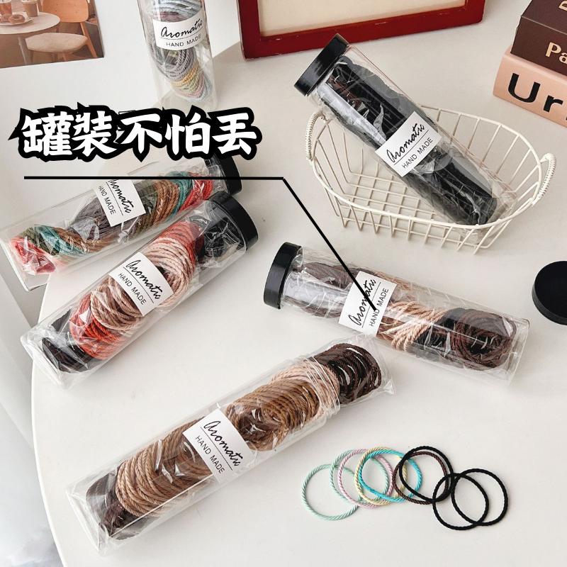 🔥【現貨】🦈高彈力髮圈 髮圈 桶裝髮圈 盒裝髮圈 50入 100入 髮飾 綁頭髮橡皮筋-細節圖2