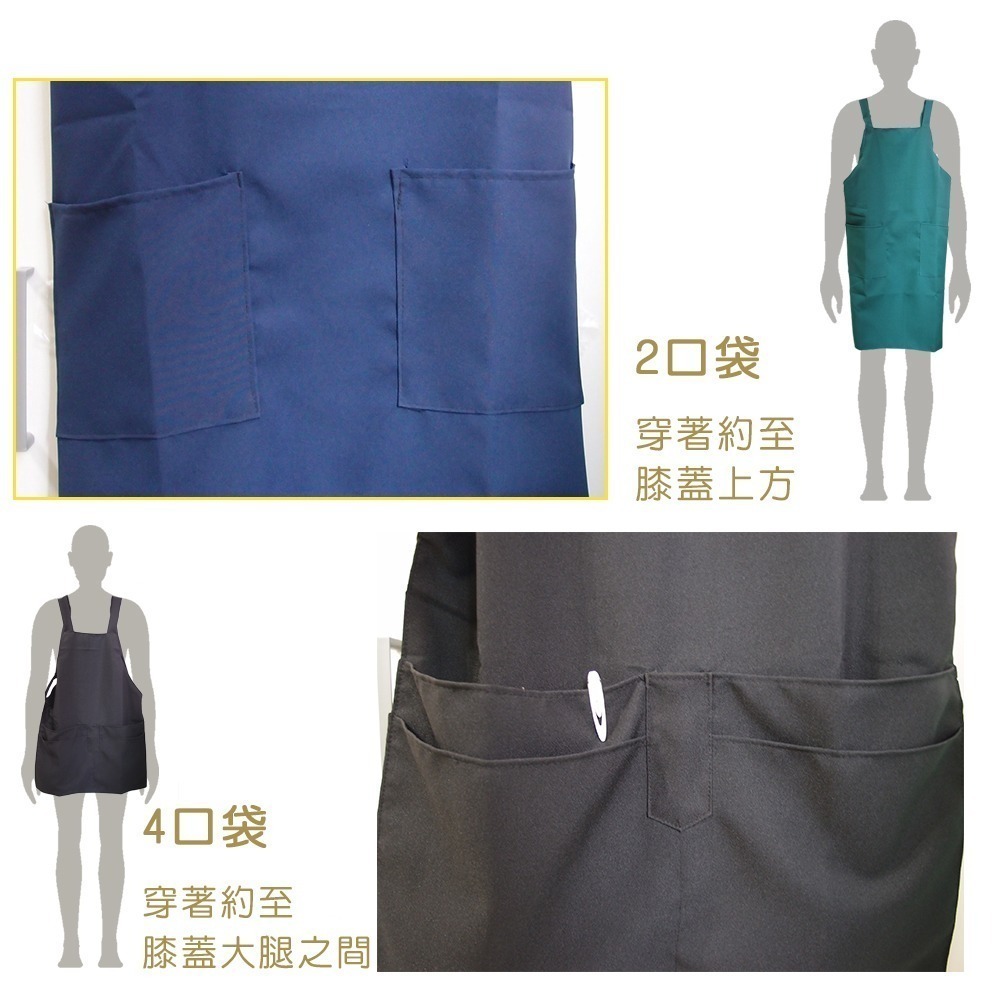 素色圍裙 圍裙 2口袋圍裙 4口袋圍裙 台灣製現貨廚房圍裙 清潔打掃園藝早餐店學校餐廳服務生 工作服_素4素2-細節圖3