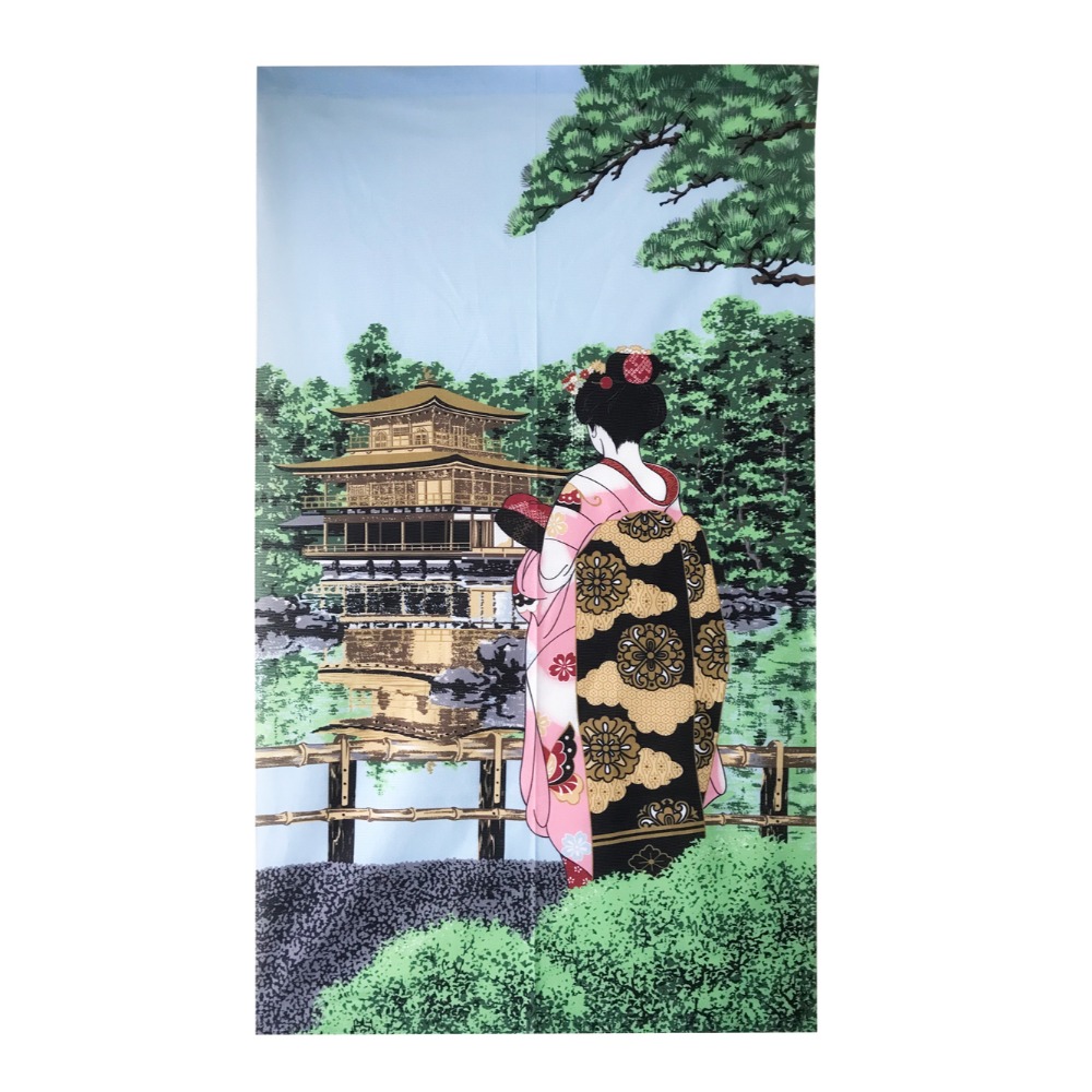 一片式門簾 風水簾 台灣製針織長門簾 日式門簾 和風門簾 貓咪貓頭鷹櫻花楓葉兔子招財貓小動物植物圖案_長簾針織-規格圖2