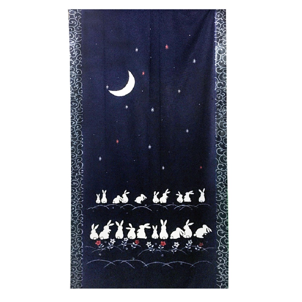 一片式門簾 風水簾 台灣製針織長門簾 日式門簾 和風門簾 貓咪貓頭鷹櫻花楓葉兔子招財貓小動物植物圖案_長簾針織-規格圖2