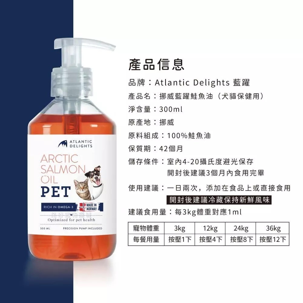 預購【幸運貓】挪威 藍躍 寵物鮭魚油 Omega-3 (犬貓適用) 300ml-細節圖8