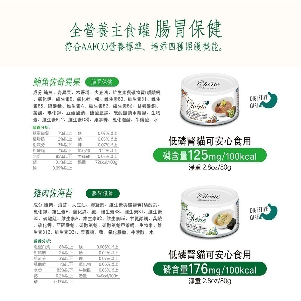 短效特價【幸運貓】Cherie 法麗 單罐 全營養貓主食罐 泌尿道 腸胃 關節 皮毛 鮪魚 紅蘿蔔 南瓜 海苔 奇異果-細節圖6