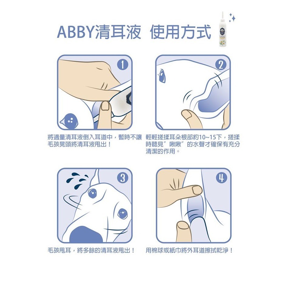 【幸運貓】ABBY 機能性寵物溫和 清耳液 洗耳液 120ml-細節圖2