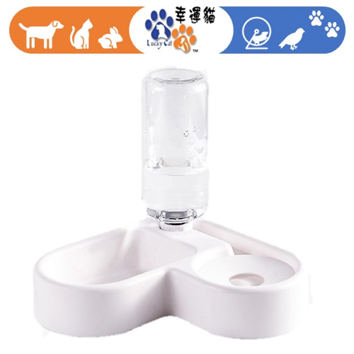 最後一批現貨出售【幸運貓】心型自動續水雙碗 寵物飼料碗 寵物喝水碗