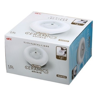 庫存品出清【幸運貓】 日本 GEX 貓用 犬用 時尚優質陶瓷抗菌飲水器 1.5L 自動飲水器-細節圖2