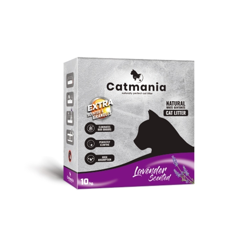 現貨【幸運貓】卡曼尼亞 catmania 速凝白砂 貓砂 礦砂 薰衣草 活性碳 盒裝 10KG-細節圖2