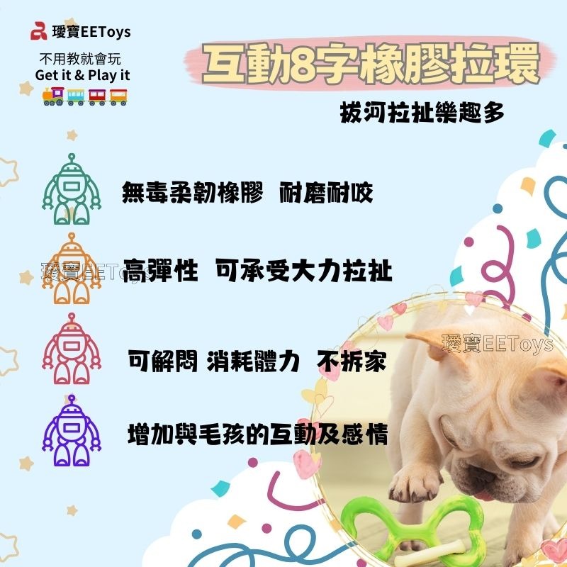 【幸運貓】 EEToys 宜特 尼龍啃咬彎骨 TPU啃咬雙頭骨 橡膠奶酪啃咬骨 彈力泡棉啃咬骨 8字橡膠拉環 結繩球-細節圖6