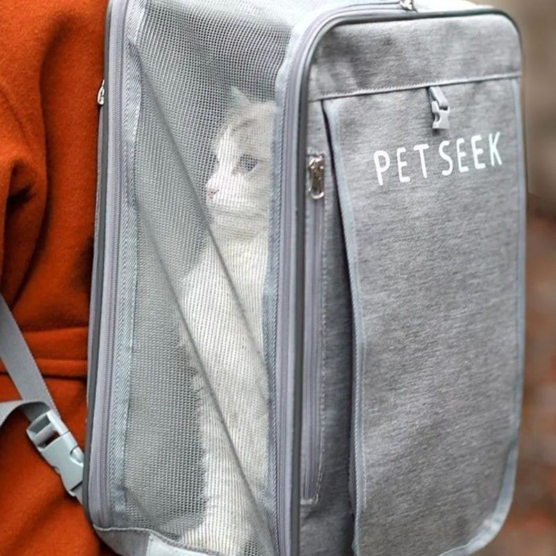 【幸運貓】YSS 愛麗絲簡約風三合一背包 (銀灰/蜜粉/米白) 寵物包包 貓咪包 外出包-細節圖6