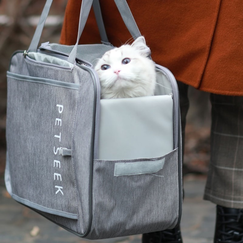 【幸運貓】YSS 愛麗絲簡約風三合一背包 (銀灰/蜜粉/米白) 寵物包包 貓咪包 外出包-細節圖4