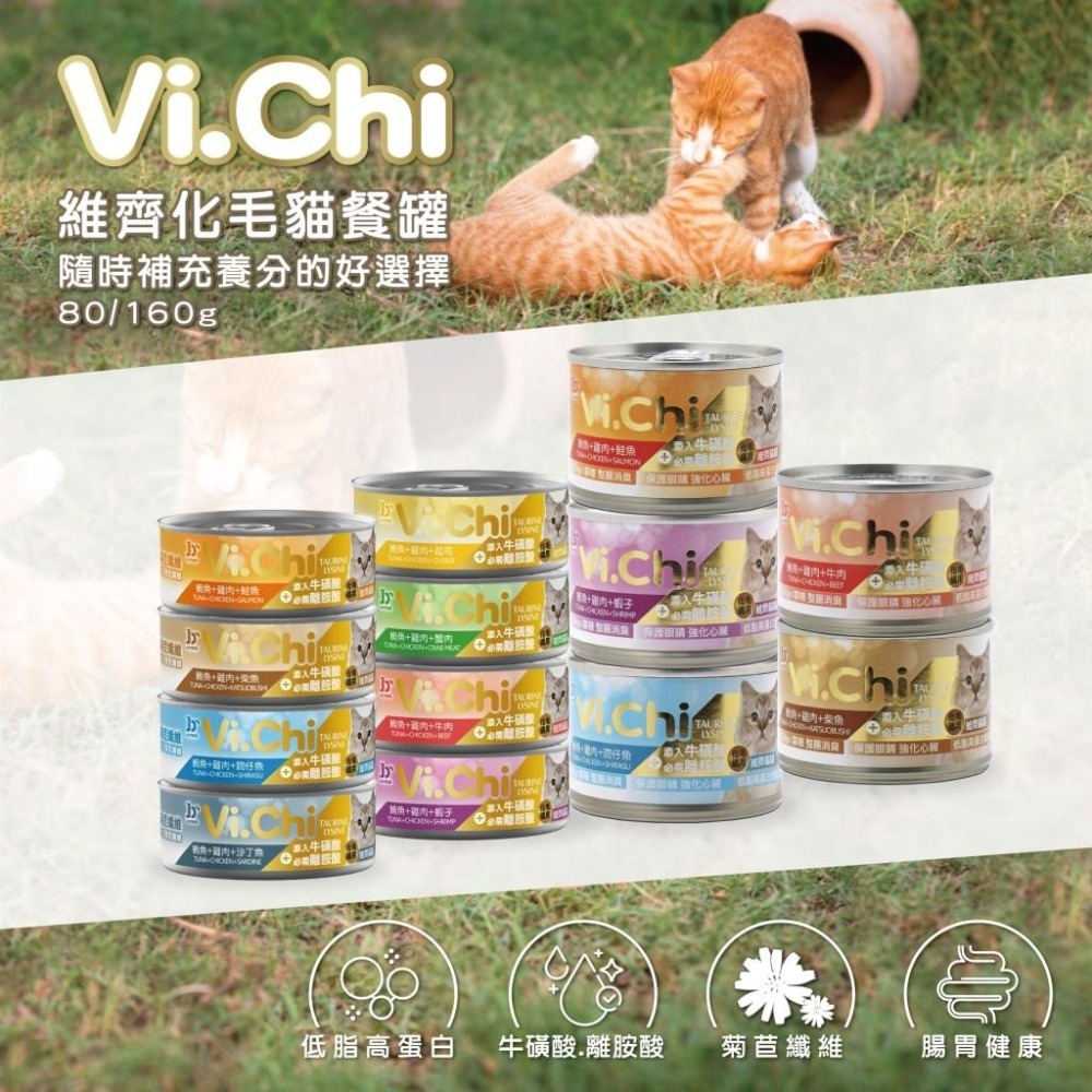 【幸運貓】Vi.Chi 維齊 化毛貓罐 80G 160G 鮪魚 雞肉 柴魚 鮭魚 牛肉 蝦子 起司 沙丁魚 貓罐頭-細節圖2