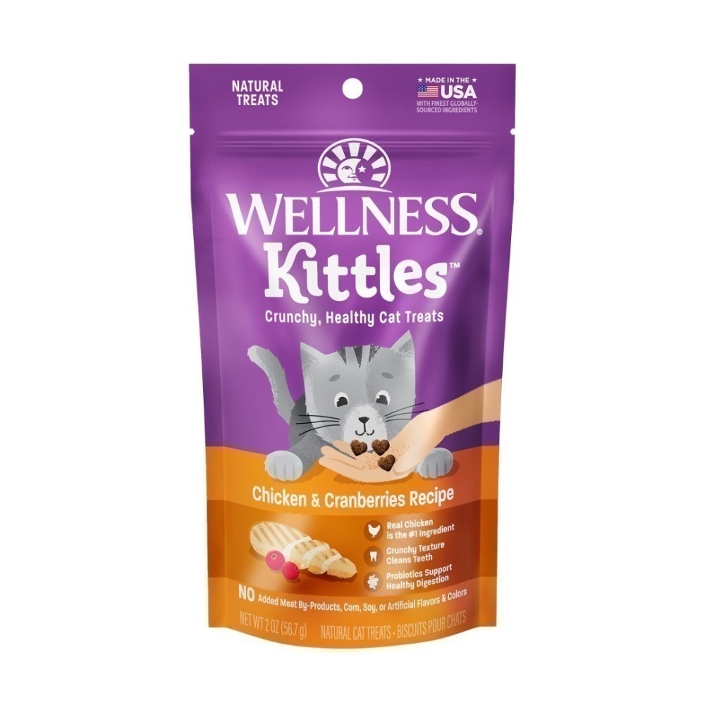 短效特價【幸運貓】WELLNESS 寵物健康 Kittles 貓愛呷 貓餅乾 鮭魚 鮪魚 雞 蔓越莓 貓零食-規格圖9
