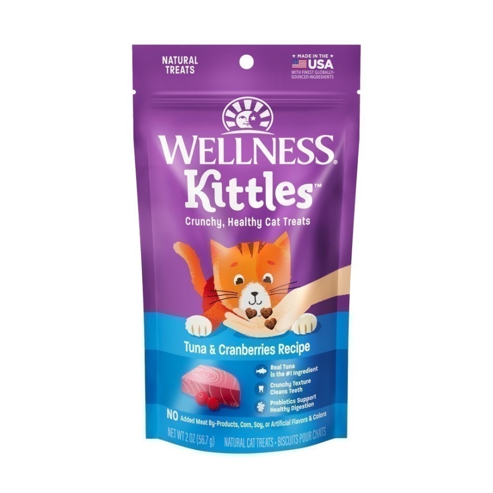 短效特價【幸運貓】WELLNESS 寵物健康 Kittles 貓愛呷 貓餅乾 鮭魚 鮪魚 雞 蔓越莓 貓零食-規格圖9