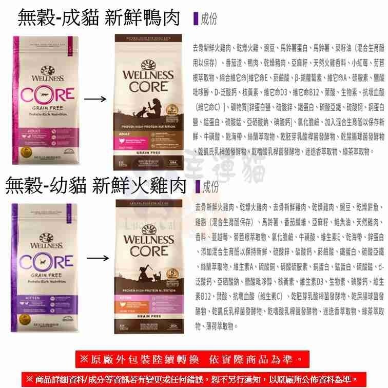 【幸運貓】WELLNESS CORE 無穀系列 貓飼料 雞肉 火雞肉 鴨肉 深海魚 化毛 體重控制 寵物健康-細節圖5