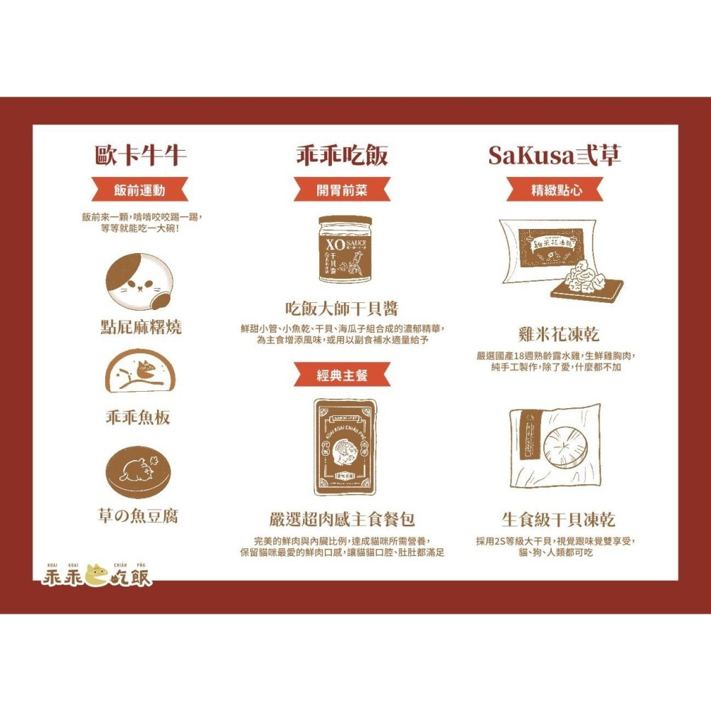 【幸運貓】2025乖乖吃飯新春聯名禮盒 火鍋料造型貓草包 吃飯大師干貝醬 雞米花凍乾 主食貓餐包 生食級干貝凍乾-細節圖3