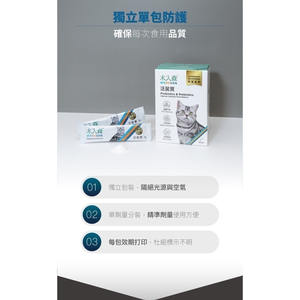 買大送小【幸運貓】 木入森 貓咪活菌寶 (30包)｜貓咪益生菌｜黃金組合菌 綜合酵素｜貓咪腸胃保健食品 寵物益生菌-細節圖11