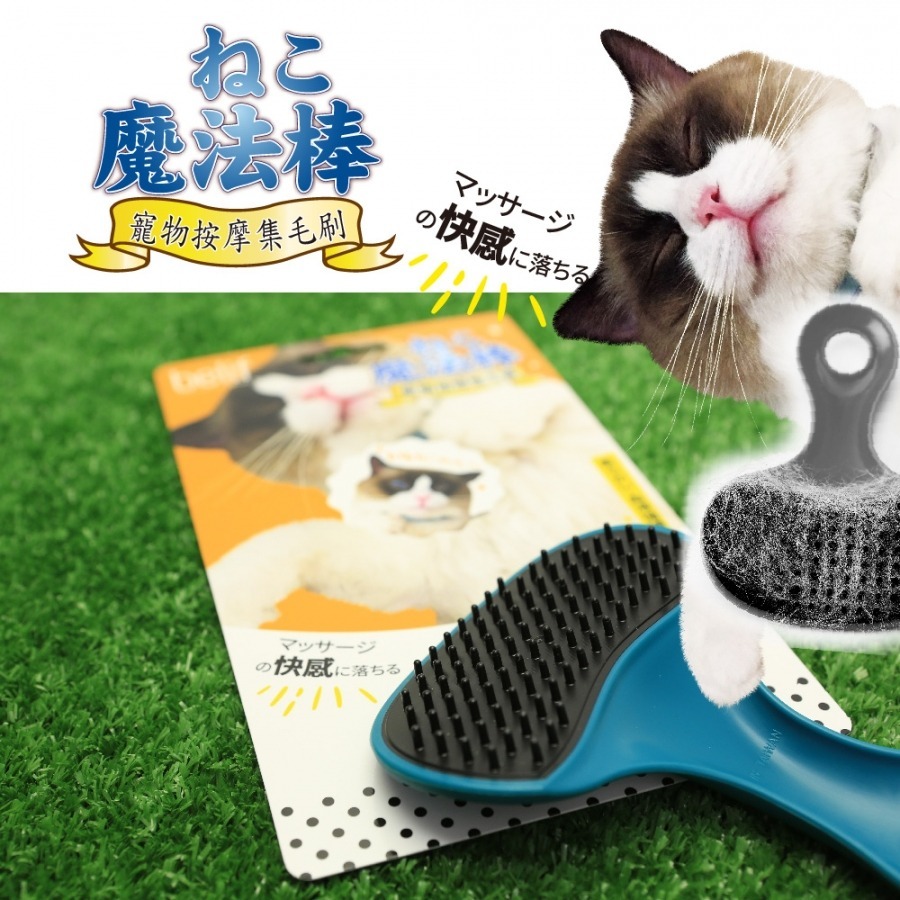 【幸運貓】 寵物按摩集毛梳 白/黑/灰/藍/綠 寵物美容 美容梳-細節圖4