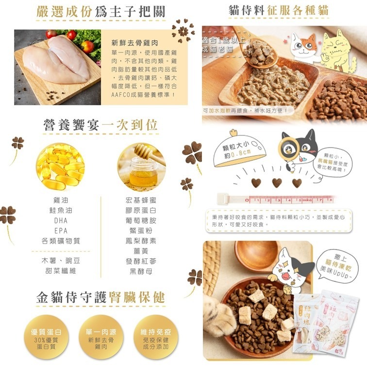 滿件贈嫩雞腿【幸運貓】 貓侍料 天然無穀貓糧 藍貓侍(六種魚+褐藻醣膠) 金貓侍(雞肉+蜂蜜) 全齡貓 貓飼料-細節圖4