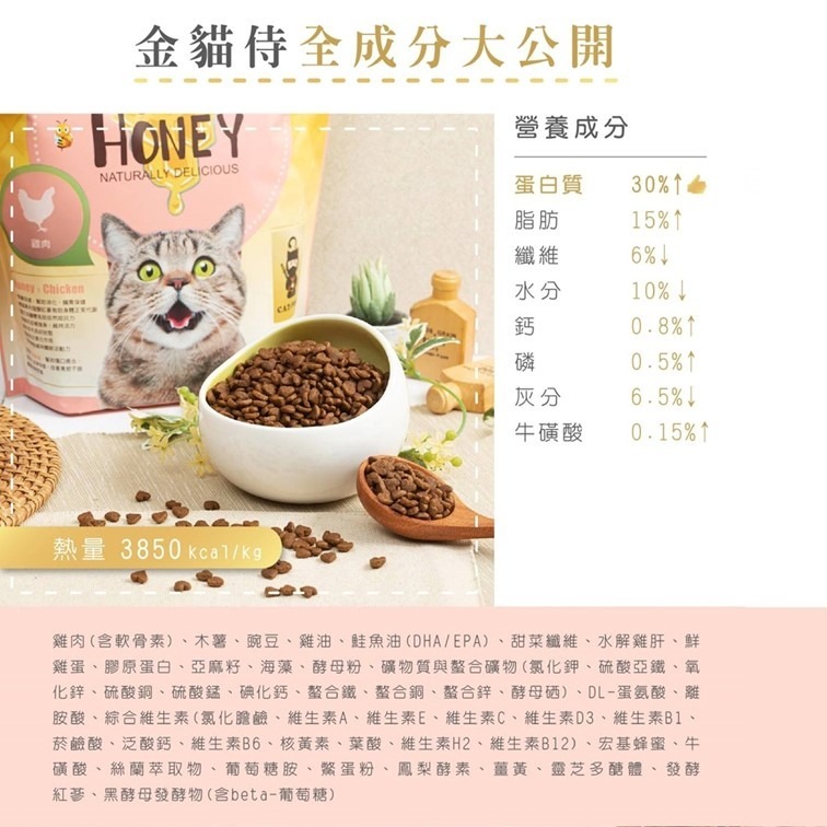 滿件贈嫩雞腿【幸運貓】 貓侍料 天然無穀貓糧 藍貓侍(六種魚+褐藻醣膠) 金貓侍(雞肉+蜂蜜) 全齡貓 貓飼料-細節圖5