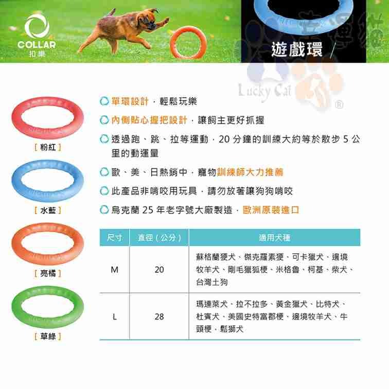 【幸運貓】 COLLAR扣樂 寵物遊戲環 粉紅/水藍/亮橘/草綠 寵物玩具 飛盤-細節圖3