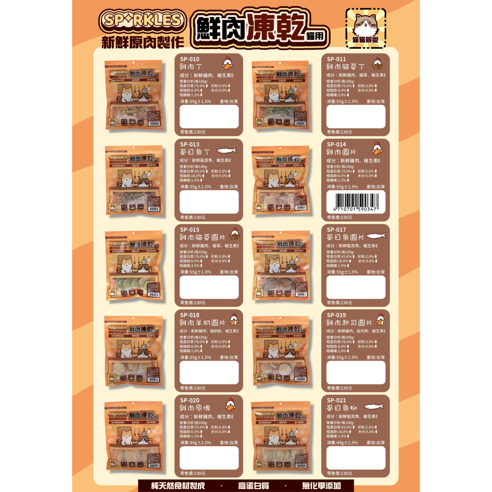 【幸運貓】超級SP SPARKLES 鮮肉凍乾 狗狗凍乾 貓咪凍乾 雞肉凍乾棒棒糖 雞肉羊奶圓片 寵物凍乾-細節圖5
