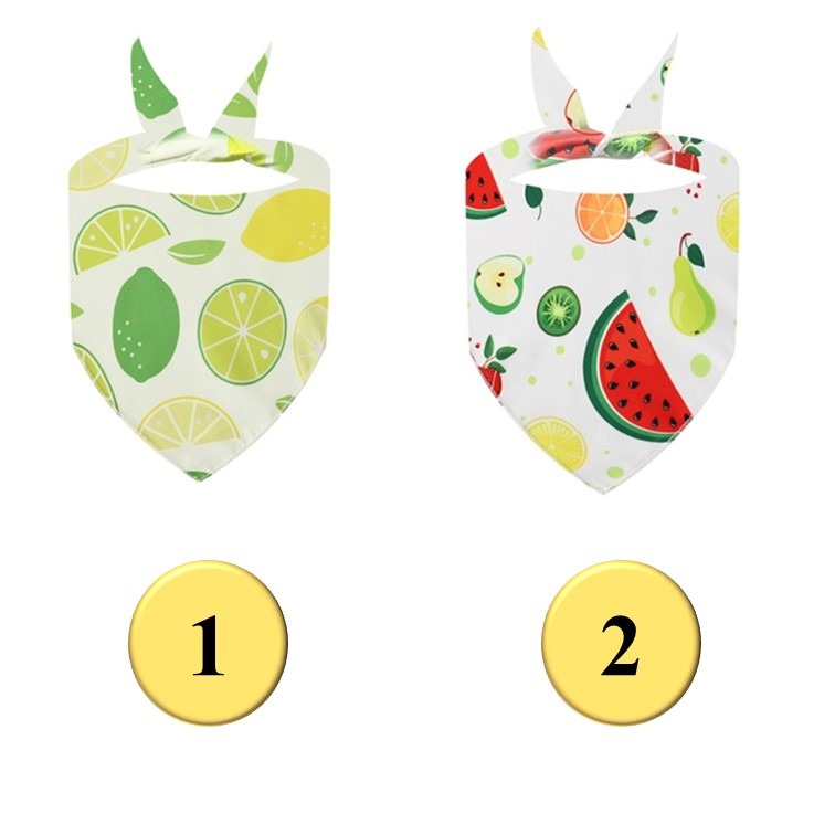 【幸運貓】寵物美容巾 夏日水果系列 三角巾 口水巾-細節圖3