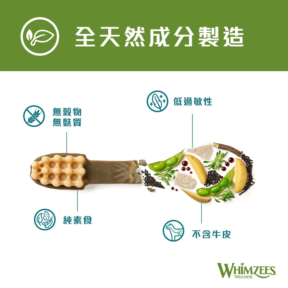 【幸運貓】Whimzees唯潔 潔牙骨 鱷魚型 / 牙刷型 / 六角長條型 / 刺蝟型 輕量裝  狗狗潔牙骨 犬潔牙骨-細節圖3