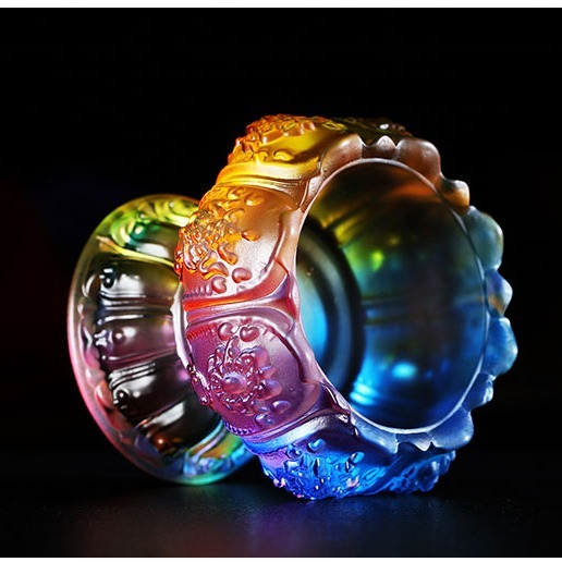 【現貨】泰國佛牌專用酥油燈座：拉胡(黑)/澤度金(黃)供奉首選。黃銅琉璃水晶質感燈座｜適配4小時酥油燈、蠟燭、古曼狐仙供-細節圖5