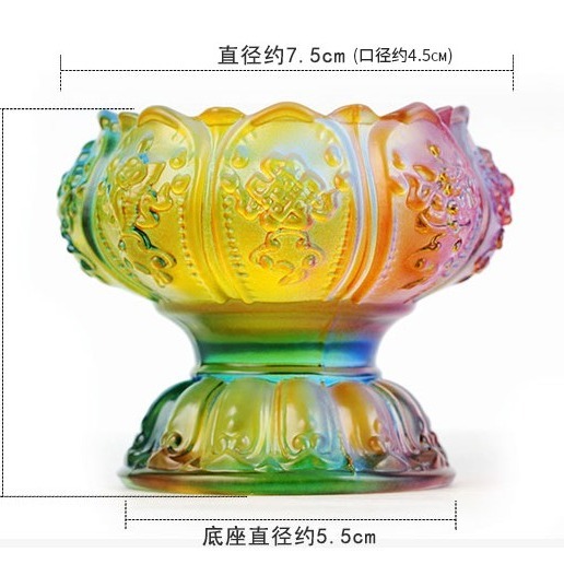 【現貨】泰國佛牌專用酥油燈座：拉胡(黑)/澤度金(黃)供奉首選。黃銅琉璃水晶質感燈座｜適配4小時酥油燈、蠟燭、古曼狐仙供-細節圖7