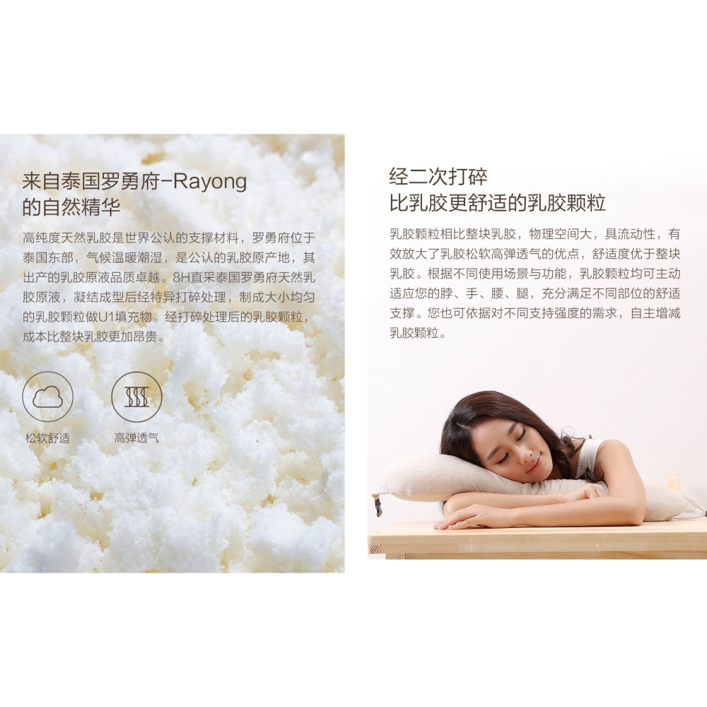 【現貨】小米 8H 多功能護頸枕 U1：泰國天然乳膠填充。U型枕、午睡枕、辦公室靠墊｜小米米家 8H 護頸枕、旅行飛機枕-細節圖3
