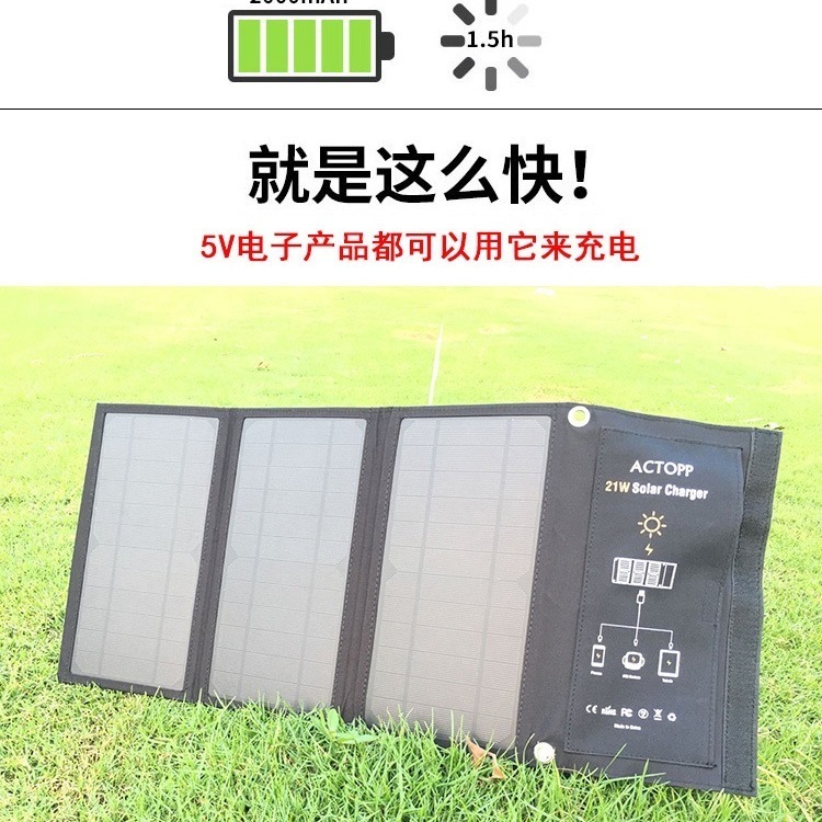 【現貨】21W 高效率太陽能充電板 5V3.5A：登山縱走、露營防災專用。輕量摺疊快充、單晶矽高效轉化｜手機/行動電源-細節圖2