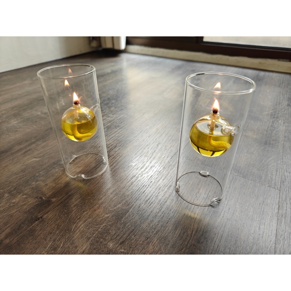 【現貨】搖曳露營風 圓筒玻璃油燈：日系復古氣氛燈、煤油燈、酒精燈。露營/居家裝飾 專用石蠟油/佛燈油/酥油 萬用燈座-細節圖6