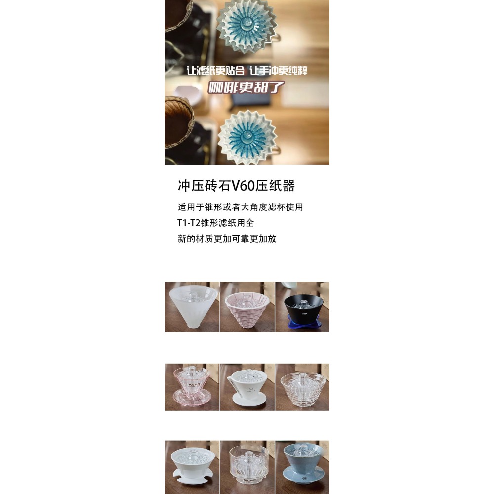 【現貨】手沖咖啡壓紙神器：讓濾紙完美服貼 V60、山文、摺紙濾杯。濾紙定型壓模、兩用高質感鎮紙｜提升萃取均勻度 咖啡工具-細節圖3