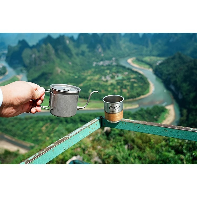 「自己有用才推薦」 純鈦 細口壺 壺嘴可拆 手沖壺 咖啡壺 400ml 咖啡濾杯 折疊濾杯 濾紙-細節圖5