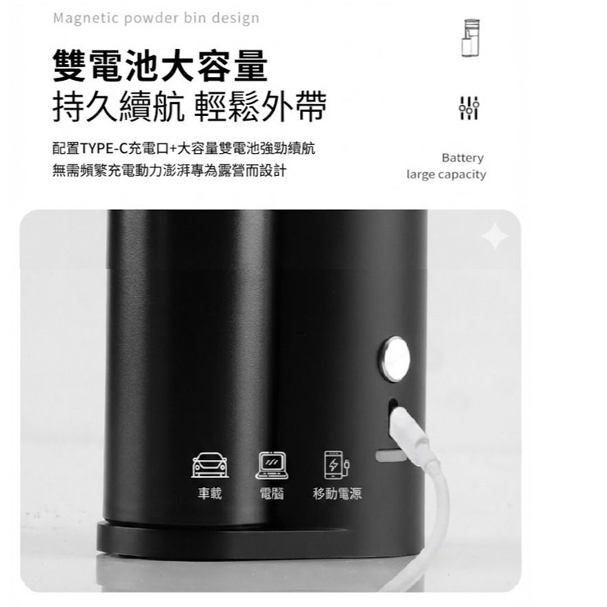 現貨 無線電動磨豆機 Type-C充電 | 露營咖啡 隨身磨豆機 陶瓷刀盤/金屬刀盤 慢磨機 登山 辦公室-細節圖9