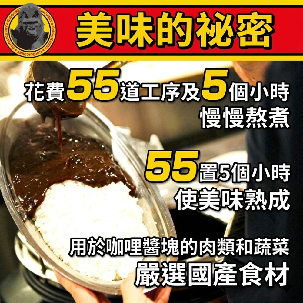 日本進口 大猩猩咖哩 GOGO咖哩 金剛咖哩 金澤咖哩 濃厚辣味 咖哩醬包 咖哩飯 調理包 露營 戶外 即時 防災 長期-細節圖5