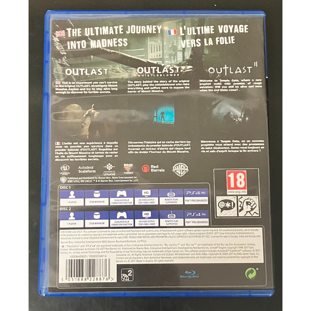 中文版絕命精神病院三重包PS4 Outlast Trinity - 二手遊戲、物品 