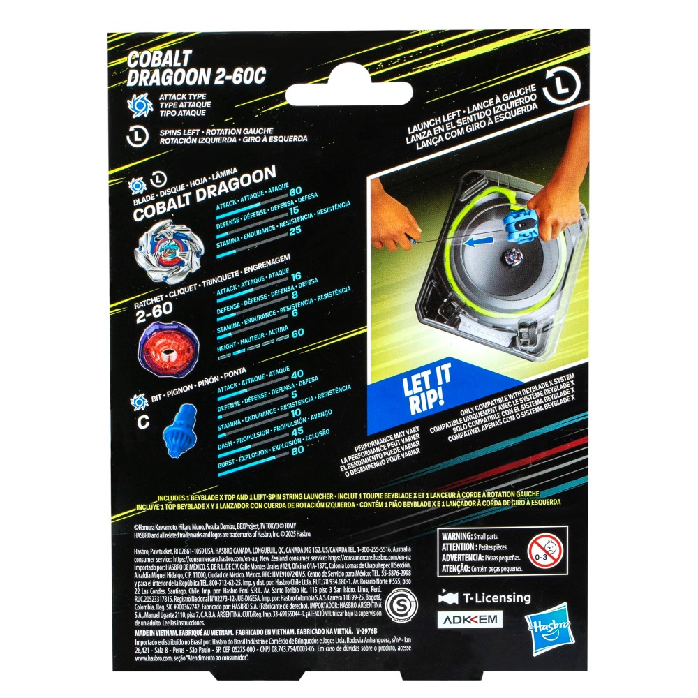 現貨 美版戰鬥陀螺 Beyblade X Cobalt Dragoon 2-60C 左旋發射 附左旋發射器-細節圖3
