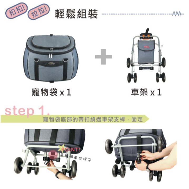 免運，可乘載12公斤◤ Petstro沛德奧寵物推車 【地平線三代加大型 216PA，拉桿車/南瓜拉車/寵物背包，3種顏-細節圖7