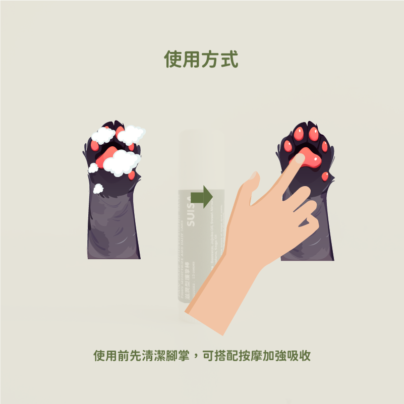 新品 ◤蘇依沙SUISA 寵物 滋潤型護掌棒 15g 護掌/腳掌滋潤/防腳掌乾裂/肉球保溼/護爪/足部護理 犬貓適用-細節圖7