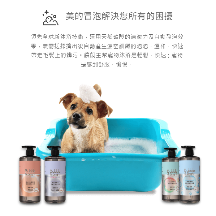 新配方『BUBBLE BRIGHT 美的冒泡』 新款 輕鬆洗 碳酸洗毛精 銀離子洗毛精 犬用銀離子 貓用銀離子-細節圖4