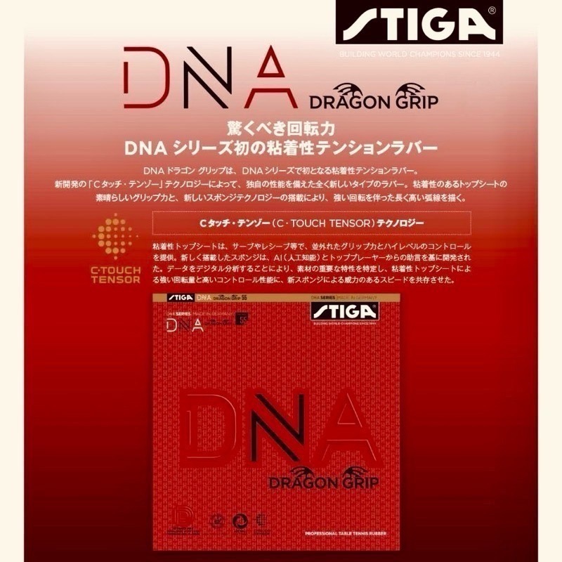 《桌球88》全新現貨 德國製 STIGA 赤龍 DNA 赤龍版 微黏性桌球膠皮 平面膠皮 DNA DRAGON GRIP-細節圖3