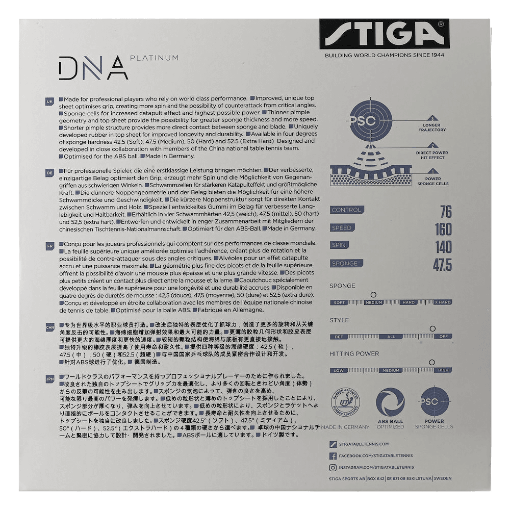 《桌球巨人》現貨德國製 莫雷高德使用 STIGA 白金 DNA  XH H M S DNA PLATINUM 桌球膠皮-細節圖5