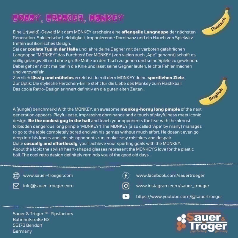 《桌球88》現貨 德國 Sauer Troger Monkey 長顆粒 猴子 長顆粒 削球 長顆 桌球膠皮-細節圖2