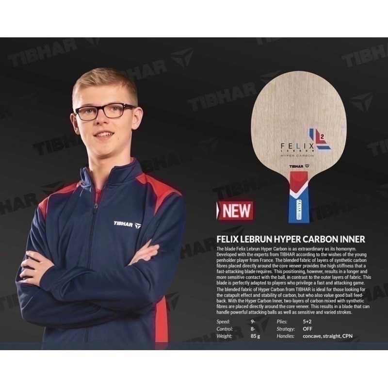 《桌球88》全新歐洲進口 TIBHAR 菲利克斯 勒布朗 Felix Lebrun Hyper Carbon FL CS-細節圖10