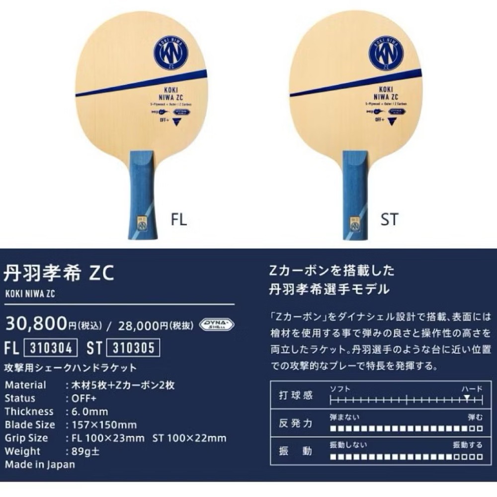 《桌球88》全新日本製 VICTAS 丹羽孝希 ZC Koki Niwa ZC 桌球拍-細節圖5