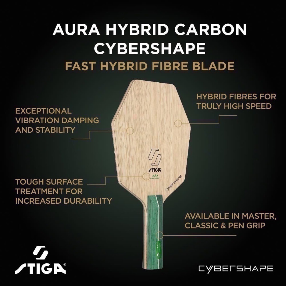 《桌球88》現貨韓國製 STIGA 奧拉混碳 Aura Hybrid Carbon Cybershape 賽博六角拍-細節圖3