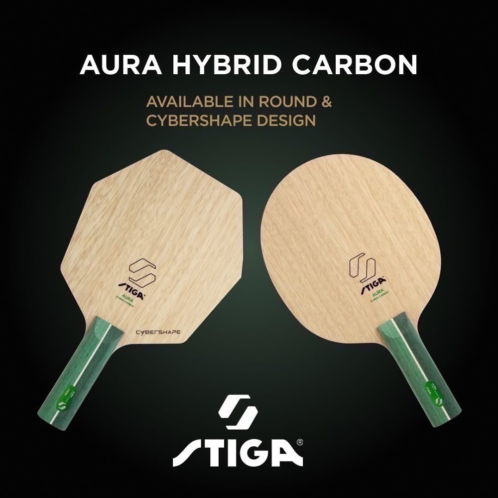 《桌球88》全新 瑞典 STIGA 奧拉混碳 Aura Hybrid Carbon Cybershape 賽博六角拍-細節圖6