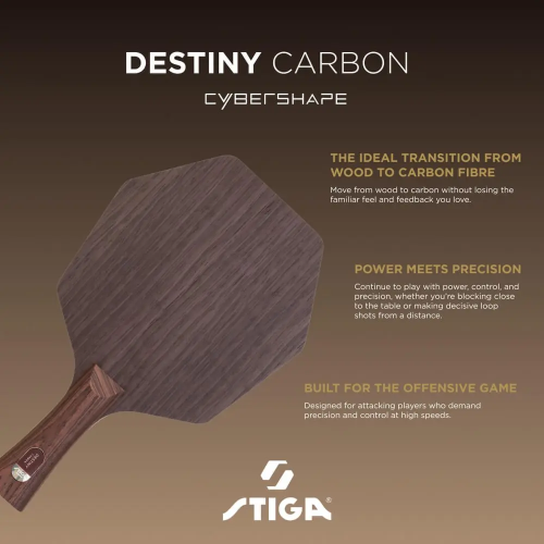 《桌球88》全新歐洲進口 瑞典製 STIGA 命運碳素 Destiny Carbon Cybershape 賽博六角拍-細節圖3