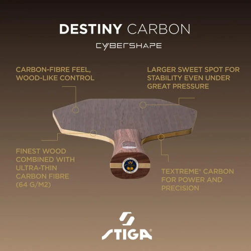 《桌球88》全新歐洲進口 瑞典製 STIGA 命運碳素 Destiny Carbon Cybershape 賽博六角拍-細節圖4