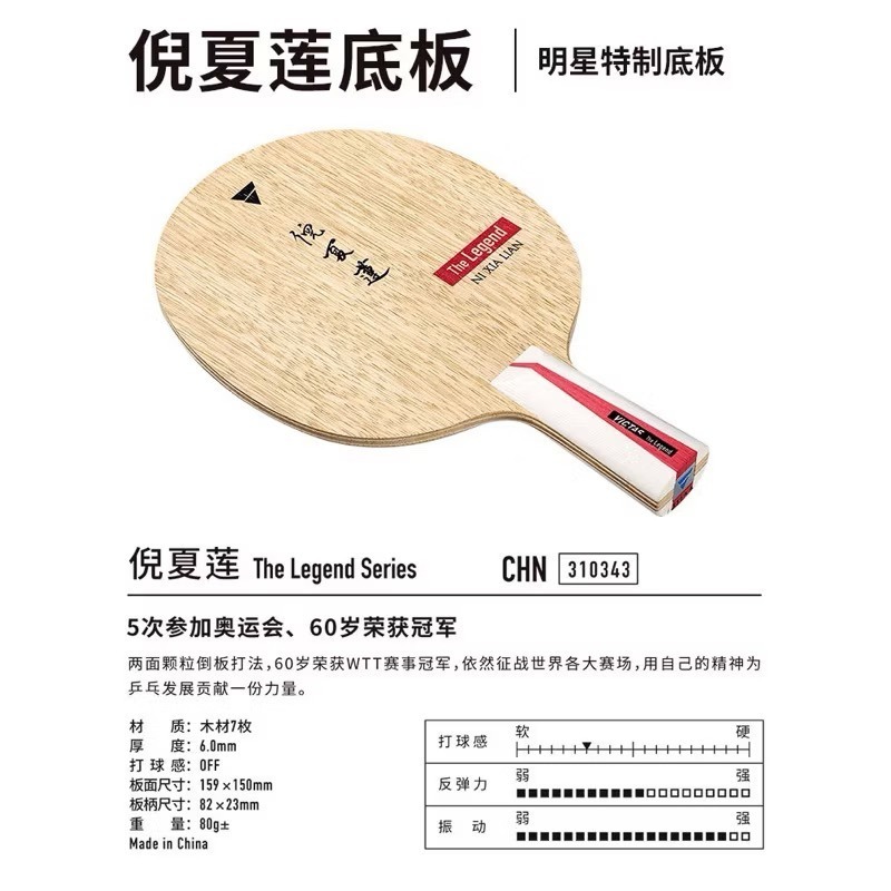《桌球巨人》全新 VICTAS 倪夏蓮 特製底板 Legend Series SWAT 純木七夾 中直 CS 直拍-細節圖2